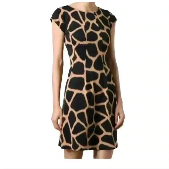 MICHAEL Michael Kors Dresses & Skirts - Women's Giraffe Print Dress 00 Short Sleeve Zip Michael Kors Knee Length